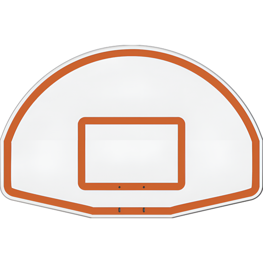 Jaypro white basketball backboard with orange border and rectangular target area