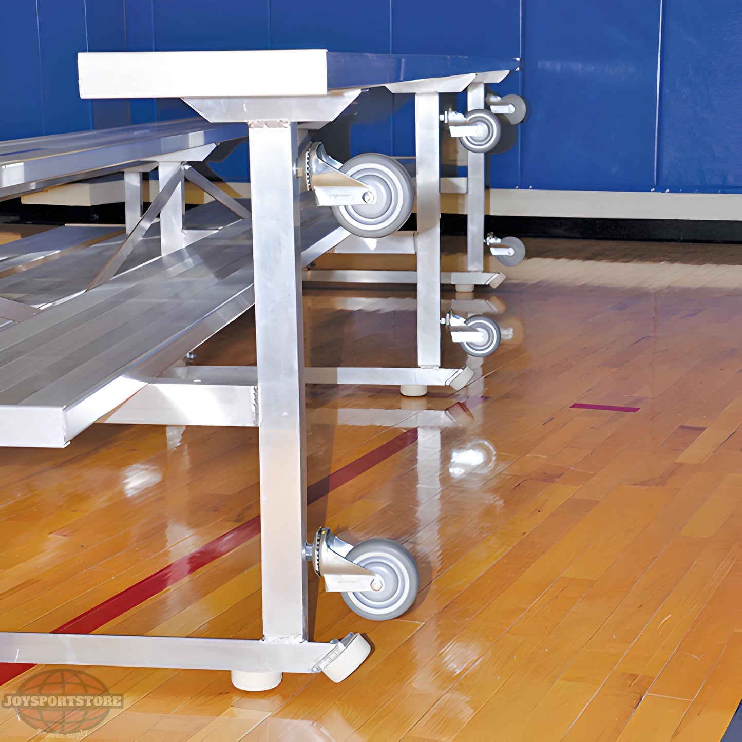 Jaypro Sports Bleacher - 2 Row -Tip & Roll, Single Foot Plank - 7.5' L ( BLCH-275TRG) - JoySportStore