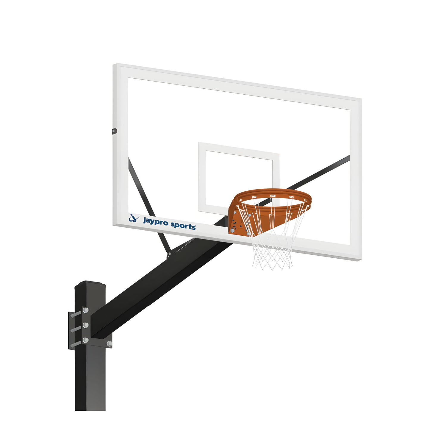 Jaypro-Titan Outdoor Basketball Hoop – 6"x 6" Pole with 6' Offset – 72" Glass Backboard – Surface Mount