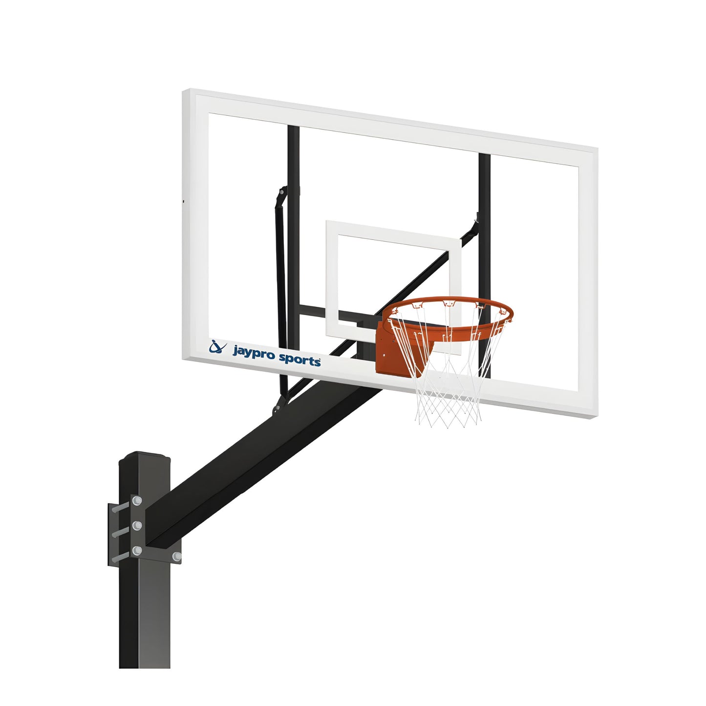 Jaypro Titan Outdoor Basketball Hoop – 6"x6" Pole with 6' Offset | 72" Acrylic Backboard for Outdoor Competition Use