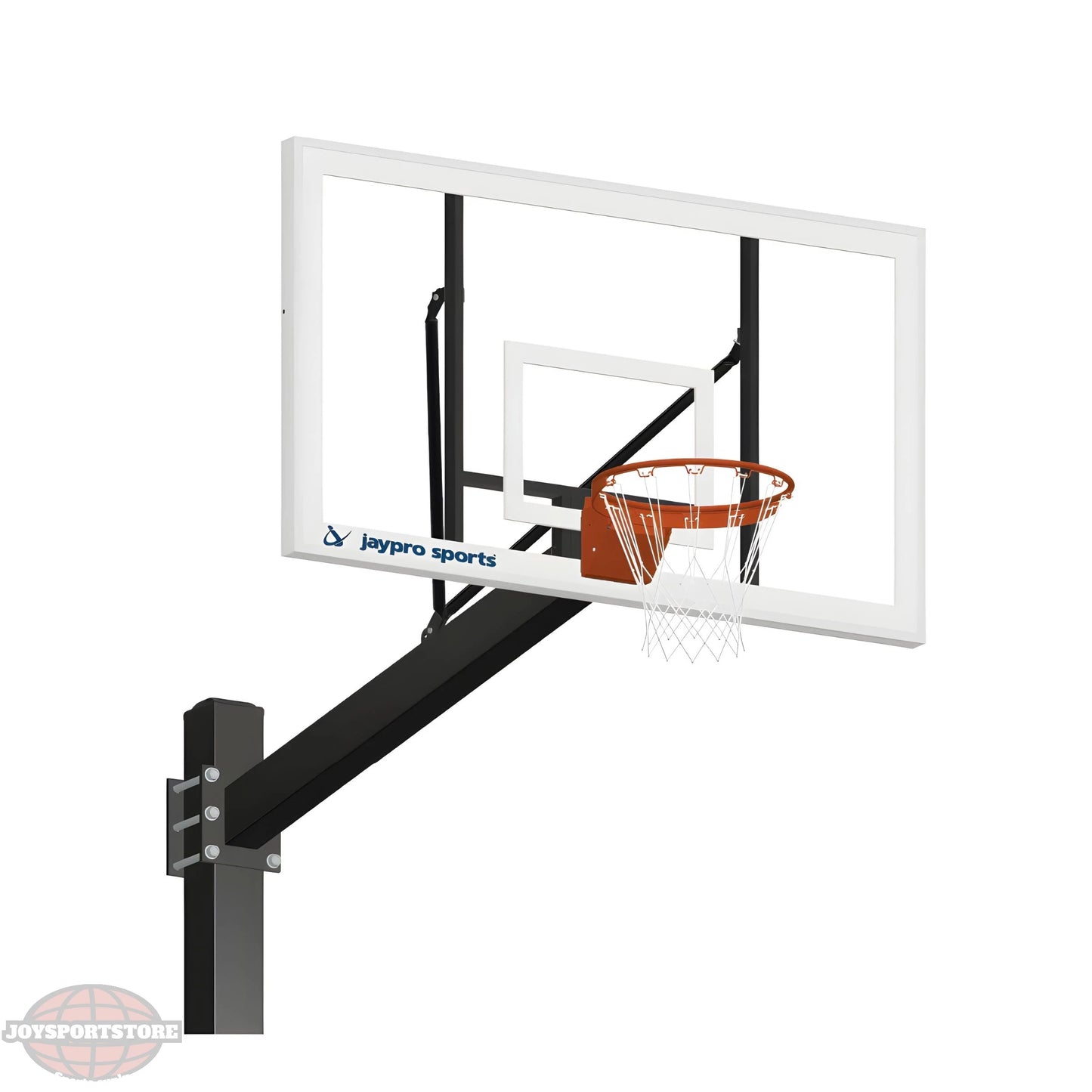 Jaypro Titan Outdoor Basketball Hoop – 6"x6" Pole with 6' Offset | 72" Acrylic Backboard for Outdoor Competition Use - JoySportStore