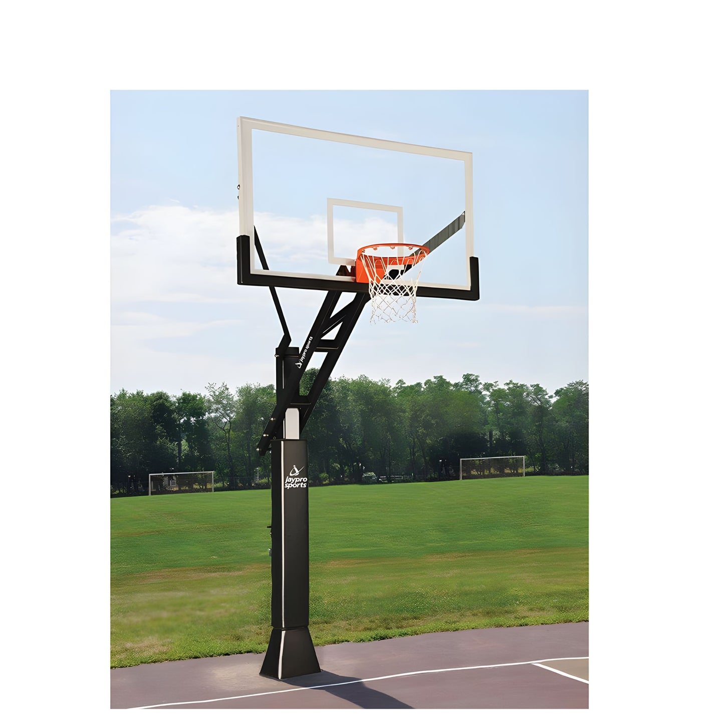 Jaypro Titan Outdoor Basketball Hoop | 6"x6" Pole with 4' Offset & 72" Backboard (CVAC66)