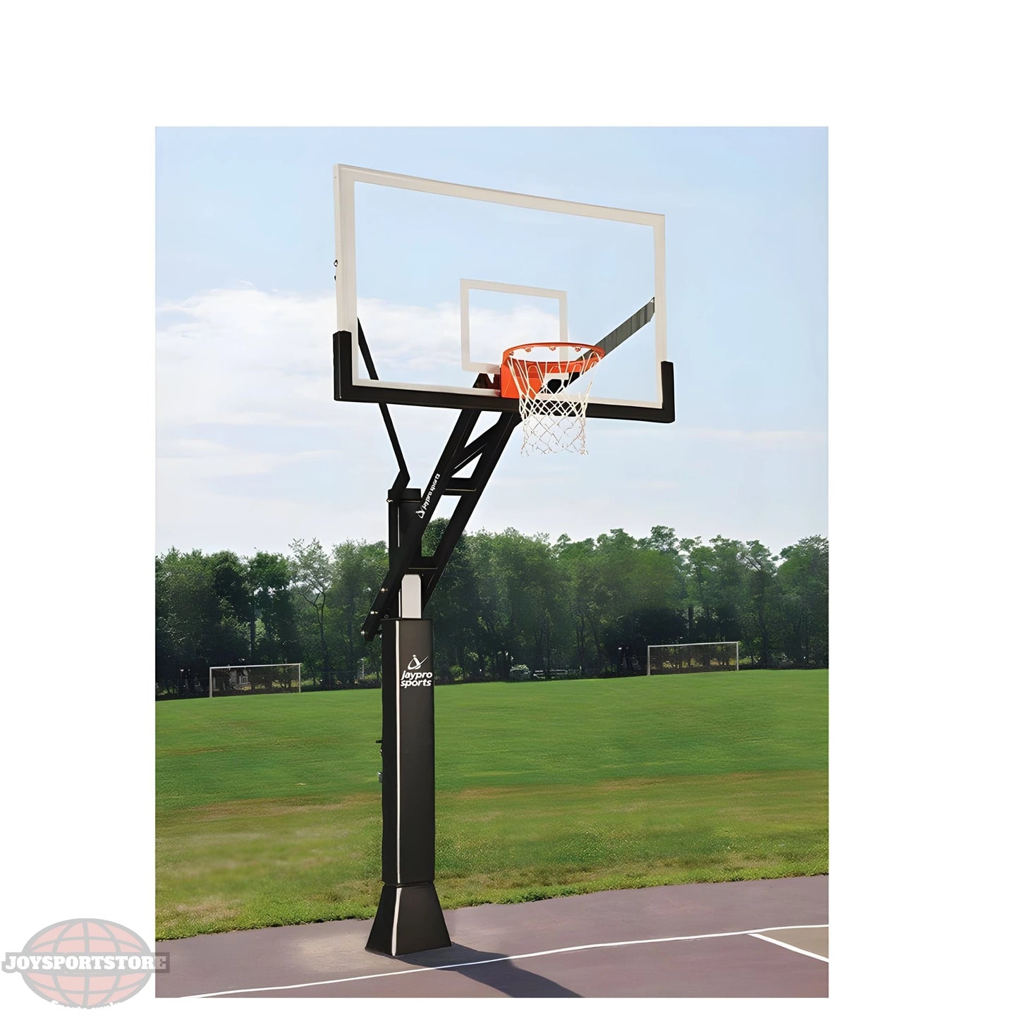 Jaypro Titan Outdoor Basketball Hoop | 6"x6" Pole with 4' Offset & 72" Backboard (CVAC66) - JoySportStore