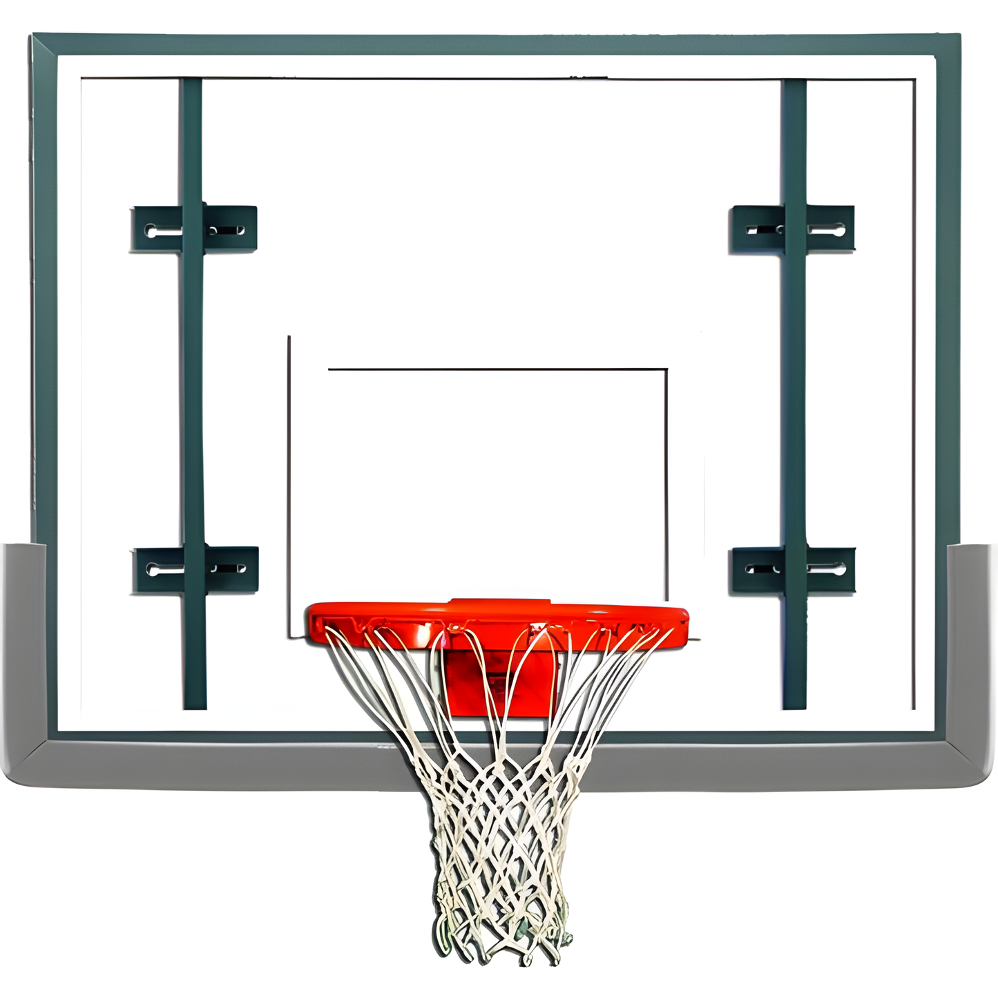 Gared basketball backboard with clear tempered glass and standard red hoop with white net