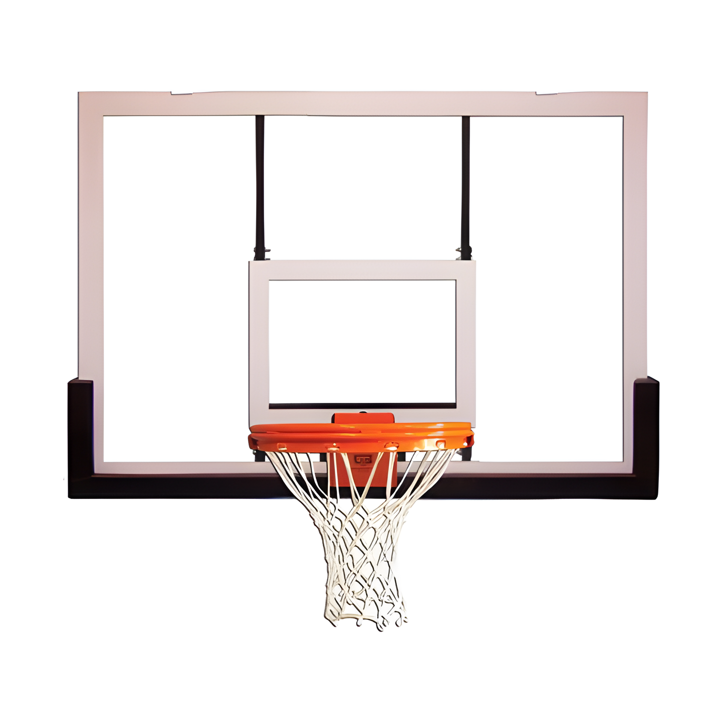 Gared basketball backboard with orange rim and white net for outdoor and indoor basketball play