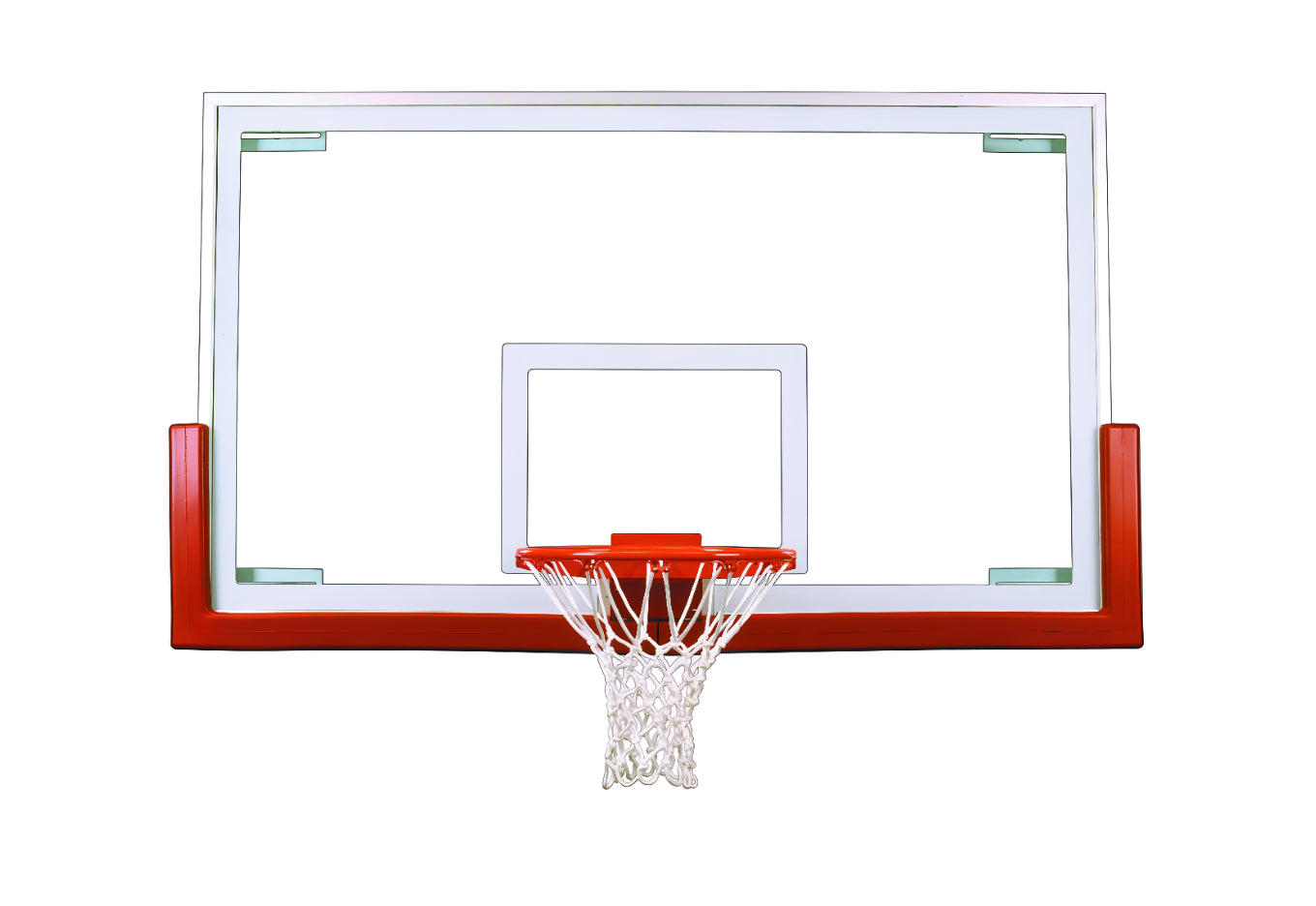 FIRST TEAM basketball hoop with clear basketball backboard and red rim with net attached