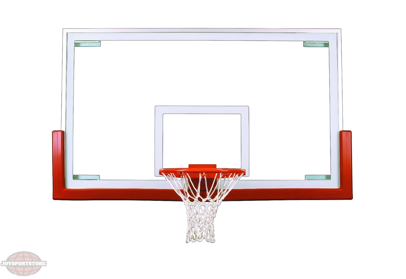 FIRST TEAM basketball hoop with clear basketball backboard and red rim with net attached