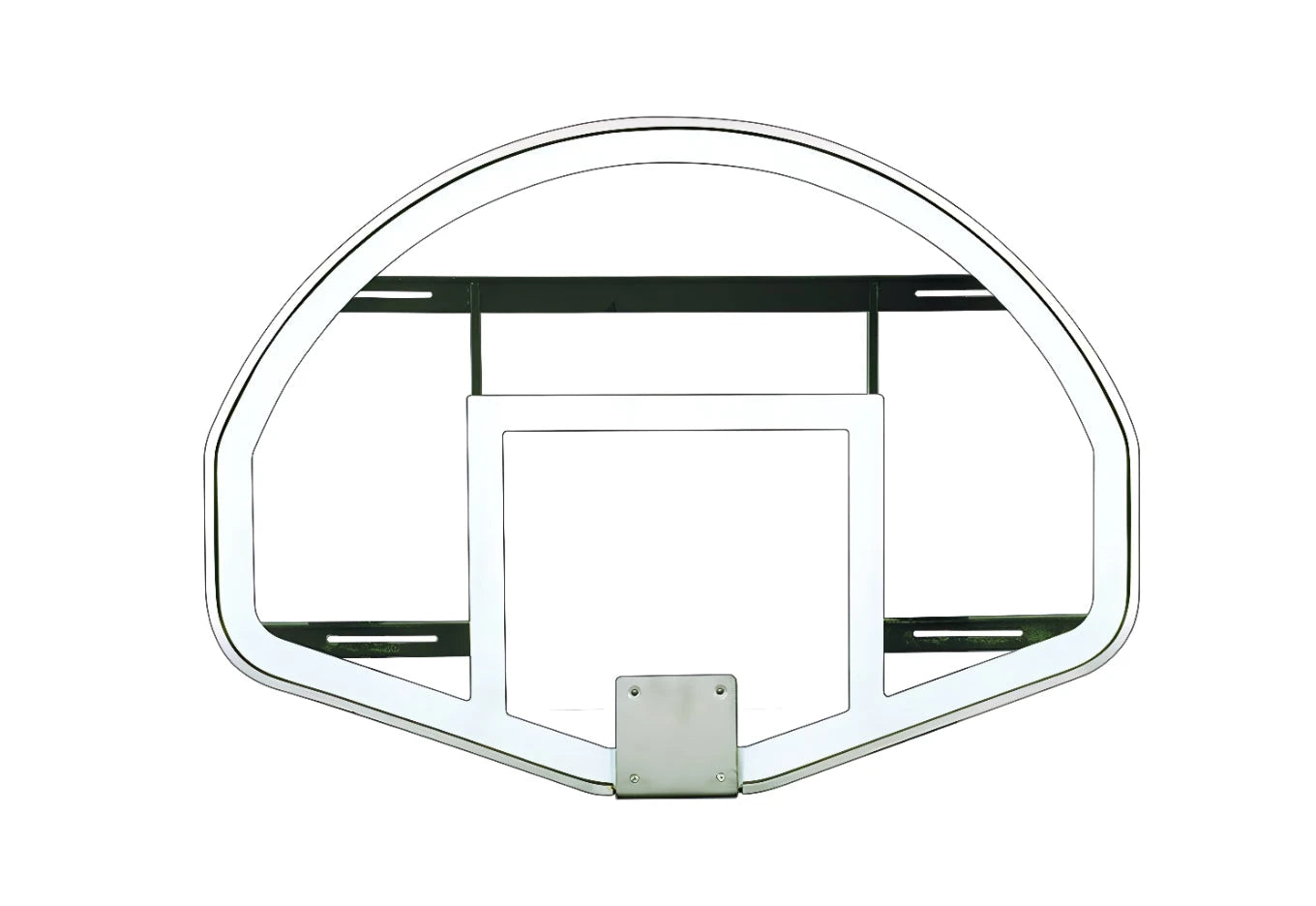 FIRST TEAM basketball hoop featuring a clear basketball backboard with metal support frame
