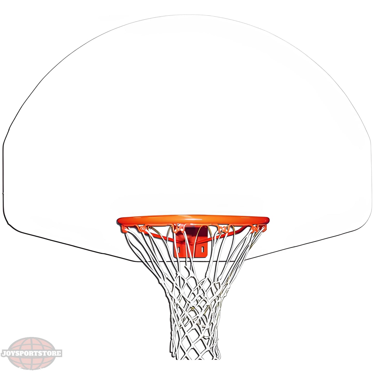 Gared white basketball backboard with orange rim and white net for outdoor play