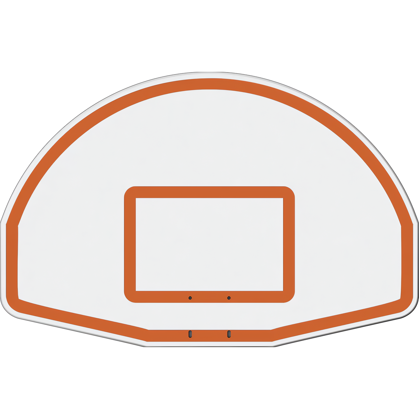 Jaypro white basketball backboard with orange trim and rectangular target area