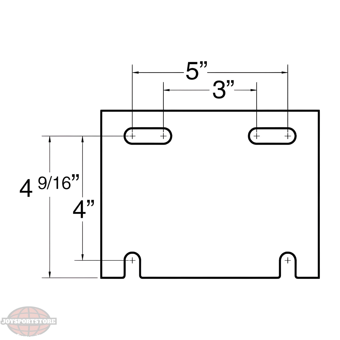 Jaypro basketball rim mounting bracket with detailed measurements for installation