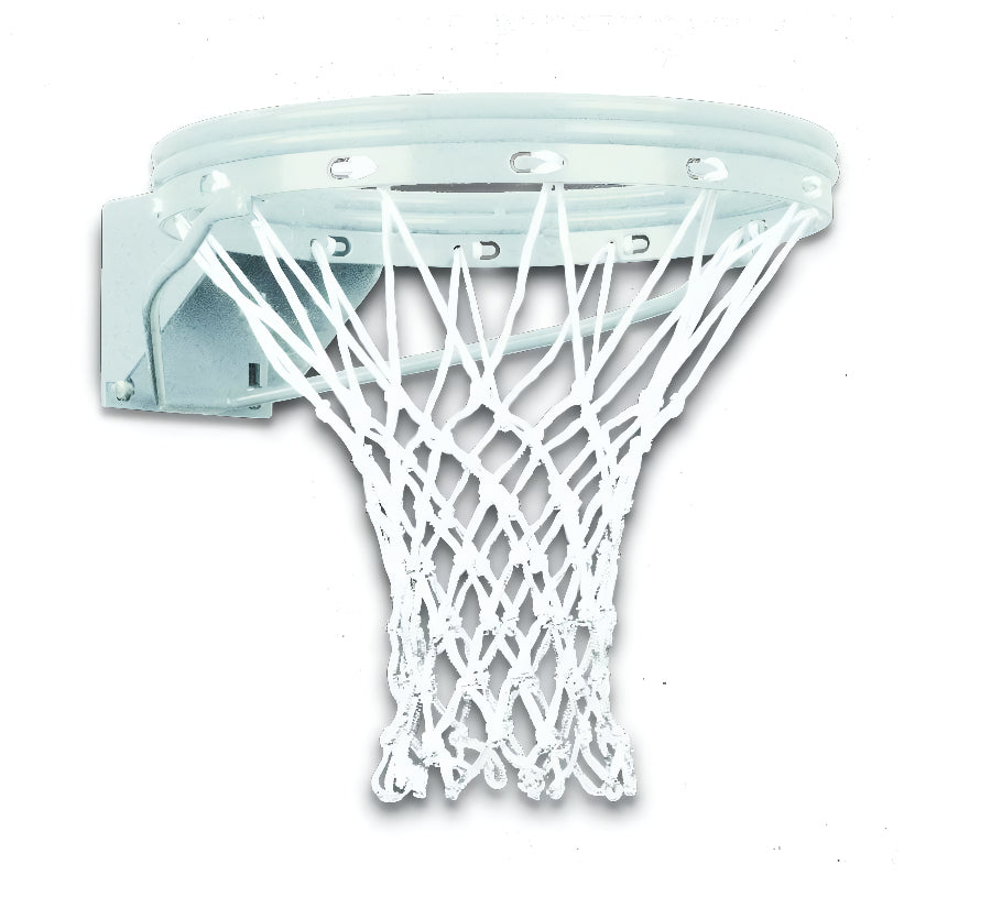 FIRST TEAM white basketball rim with attached net for indoor or outdoor basketball hoops