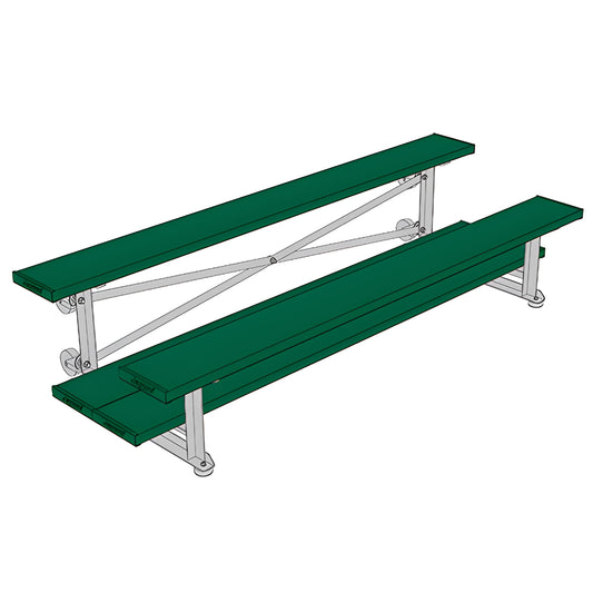 Jaypro Sports Bleacher - 2 Row - Tip & Roll, Double Foot Plank, Powder Coated - 7.5' L (BLDP-275TRGPC) - JoySportStore