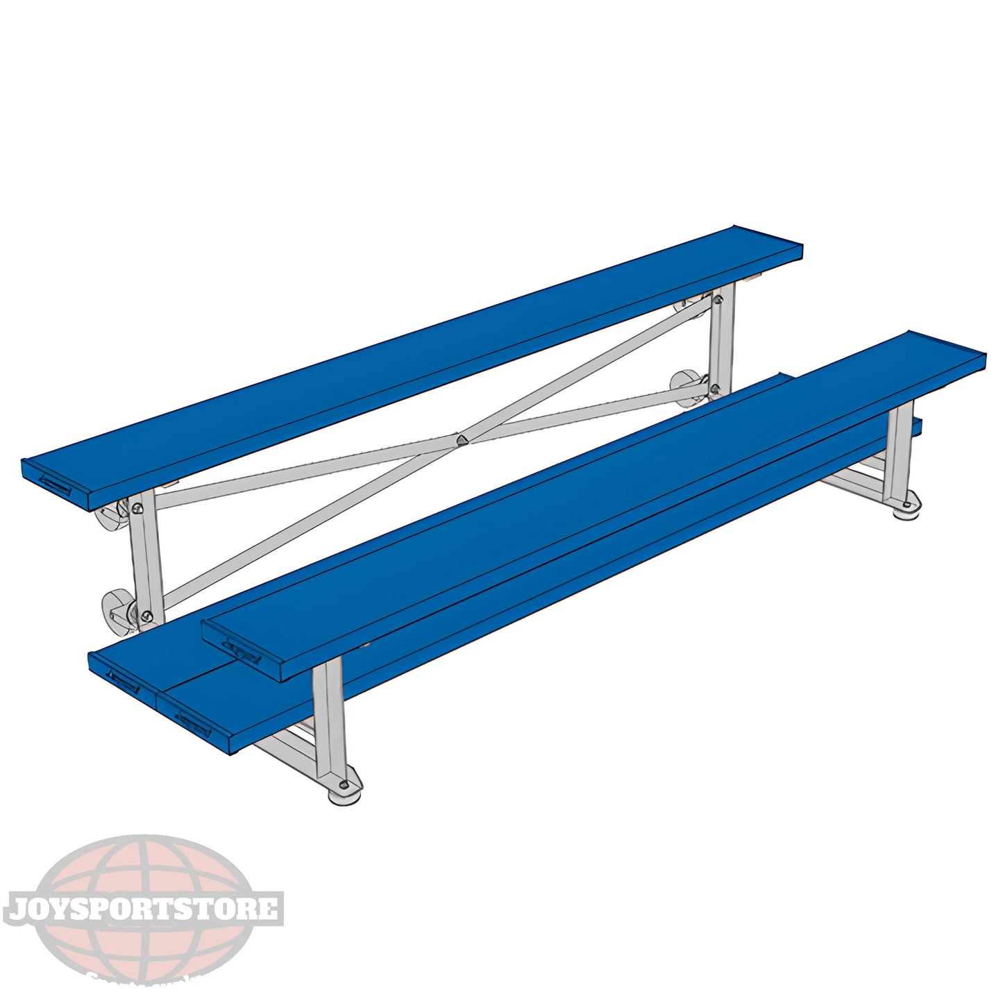 Jaypro Sports Bleacher - 2 Row - Tip & Roll, Double Foot Plank, Powder Coated - 7.5' L (BLDP-275TRGPC) - JoySportStore