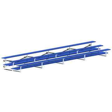 Jaypro Bleacher - 27 ft. (3 Row - Double Foot Plank) - Tip & Roll (Powder Coated)