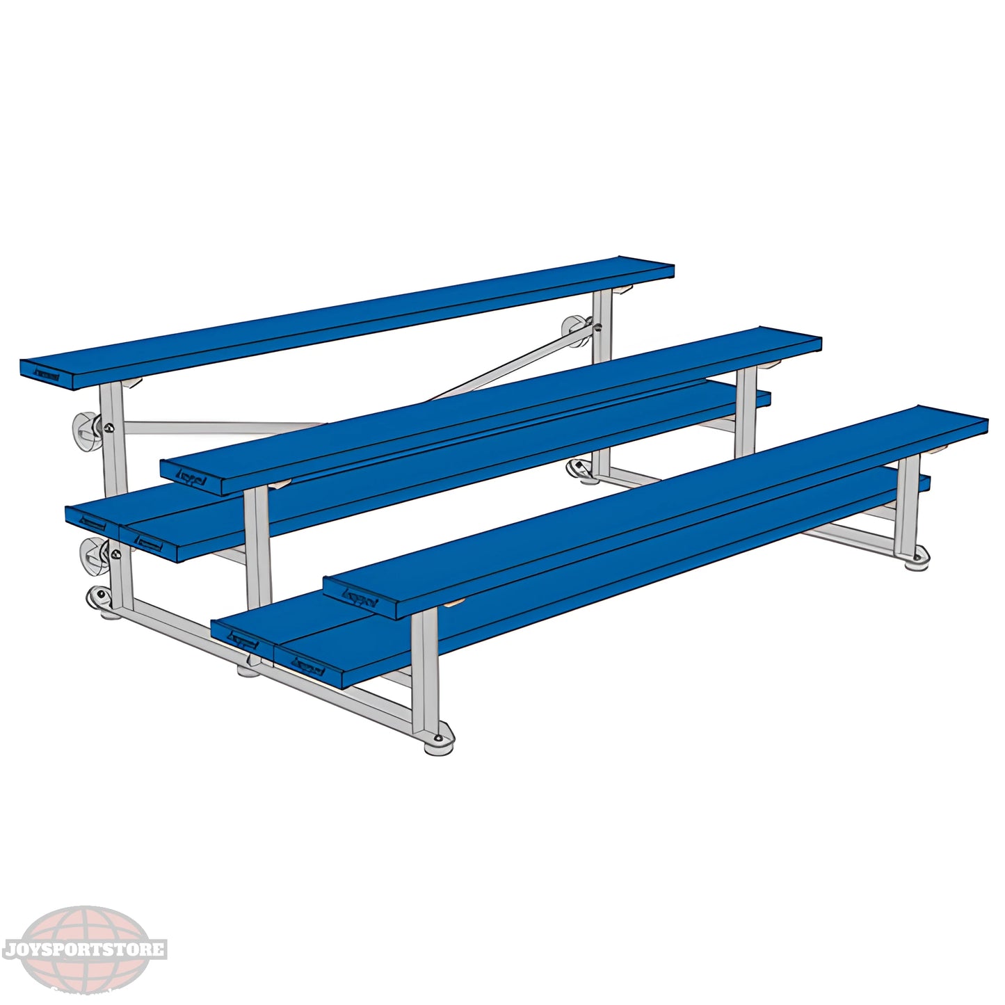 Jaypro Sports Bleacher - 3 Row - Tip & Roll, Double Foot Plank, powder Coated - 7.5' L (BLDP-375TRGPC) - JoySportStore
