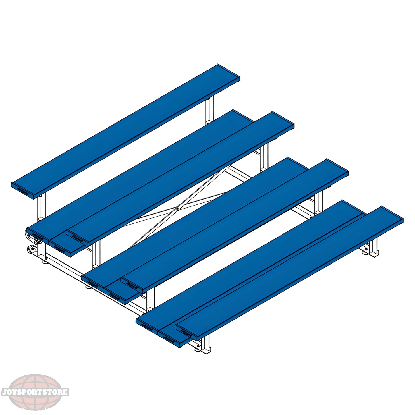 Jaypro Sports Bleacher - 4 Row - Tip & Roll, Double Foot Plank, Powder Coated - 7.5' L (BLDP-475TRGPC) - JoySportStore