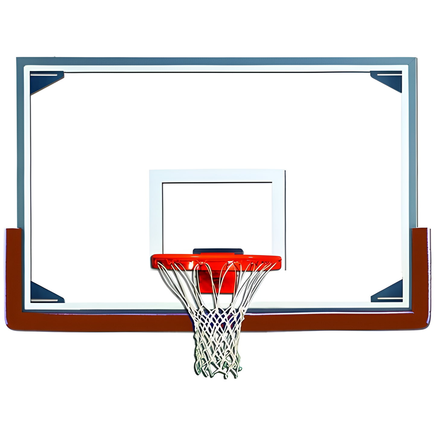 Gared clear basketball backboard with red rim and white net for outdoor and indoor play