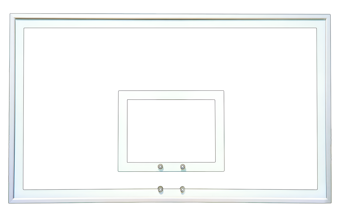 FIRST TEAM basketball backboard with clear surface and white frame for basketball hoop