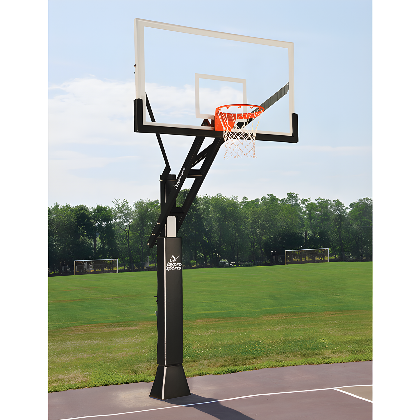 Jaypro Sports Basketball System - Titan Adjustable Series - 6" x 8" Pole with 4 ft. Offset - 72" (CV684A)