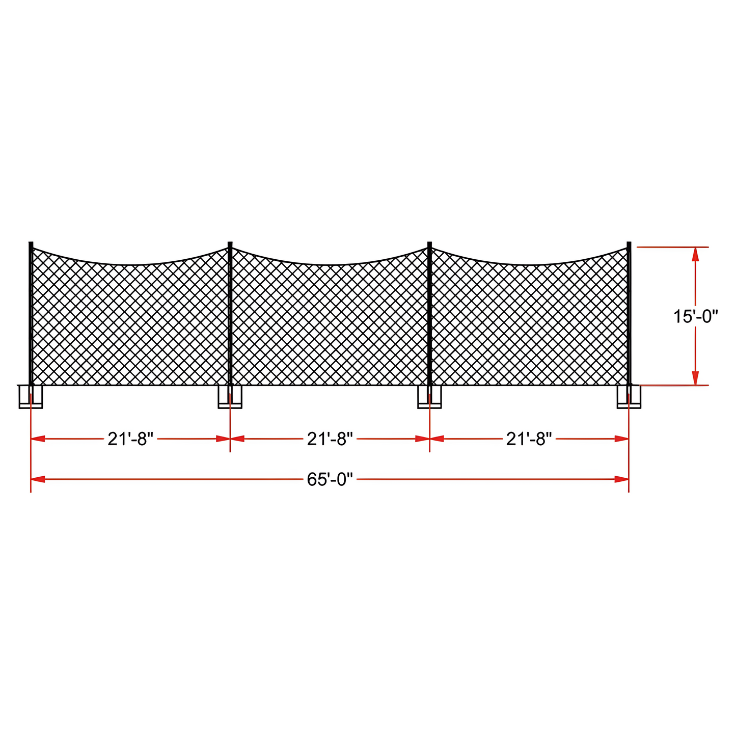 Jaypro FieldPro Multi-Sport Net System (65 ft.) | All-in-One Barrier & Divider for Fields and Courts (FNMB‑65)
