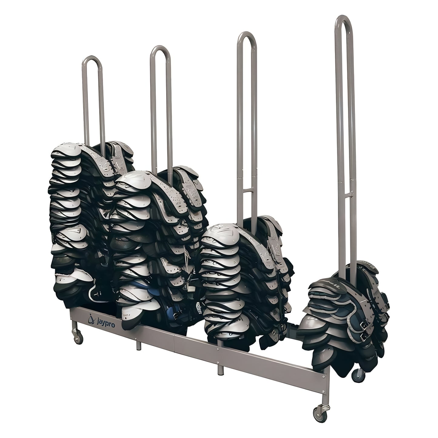 Jaypro StackMaster Shoulder Pad Deluxe Rack – 80 Pad Capacity | Heavy-Duty, Mobile Storage for Athletic Equipment (SP4)