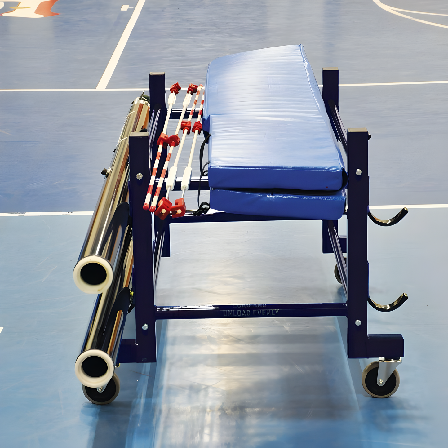 Jaypro Volleyball Equipment Carrier – 42" x 32" Standard Storage Cart with 4 Upright Poles | Model: EC-500