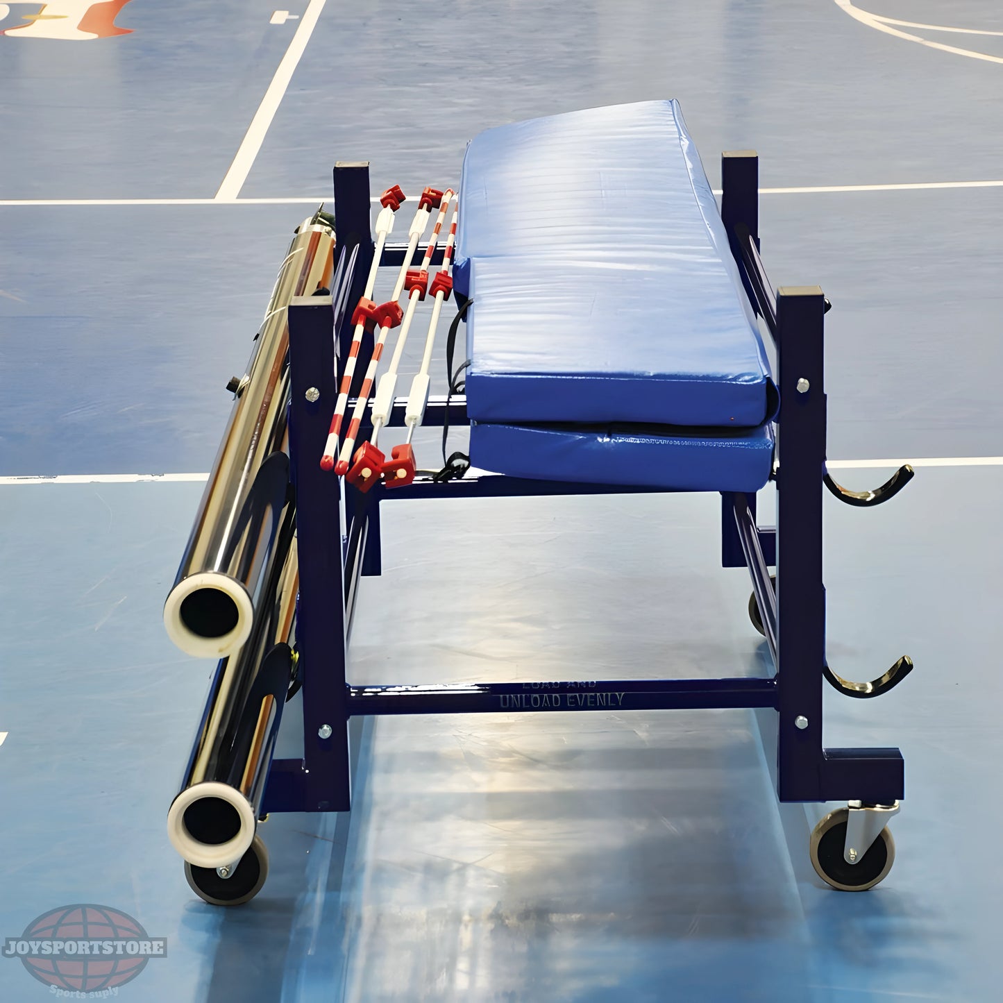 Jaypro Volleyball Equipment Carrier – 42" x 32" Standard Storage Cart with 4 Upright Poles | Model: EC-500 - JoySportStore