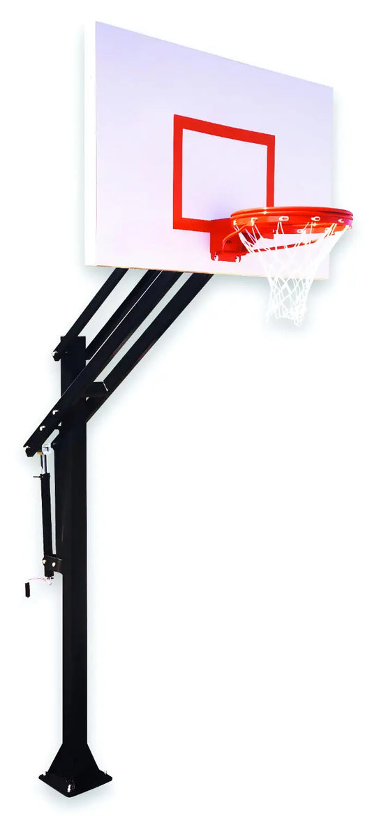 First Team Attack Extreme In Ground Adjustable basketball hoop with white backboard and orange rim