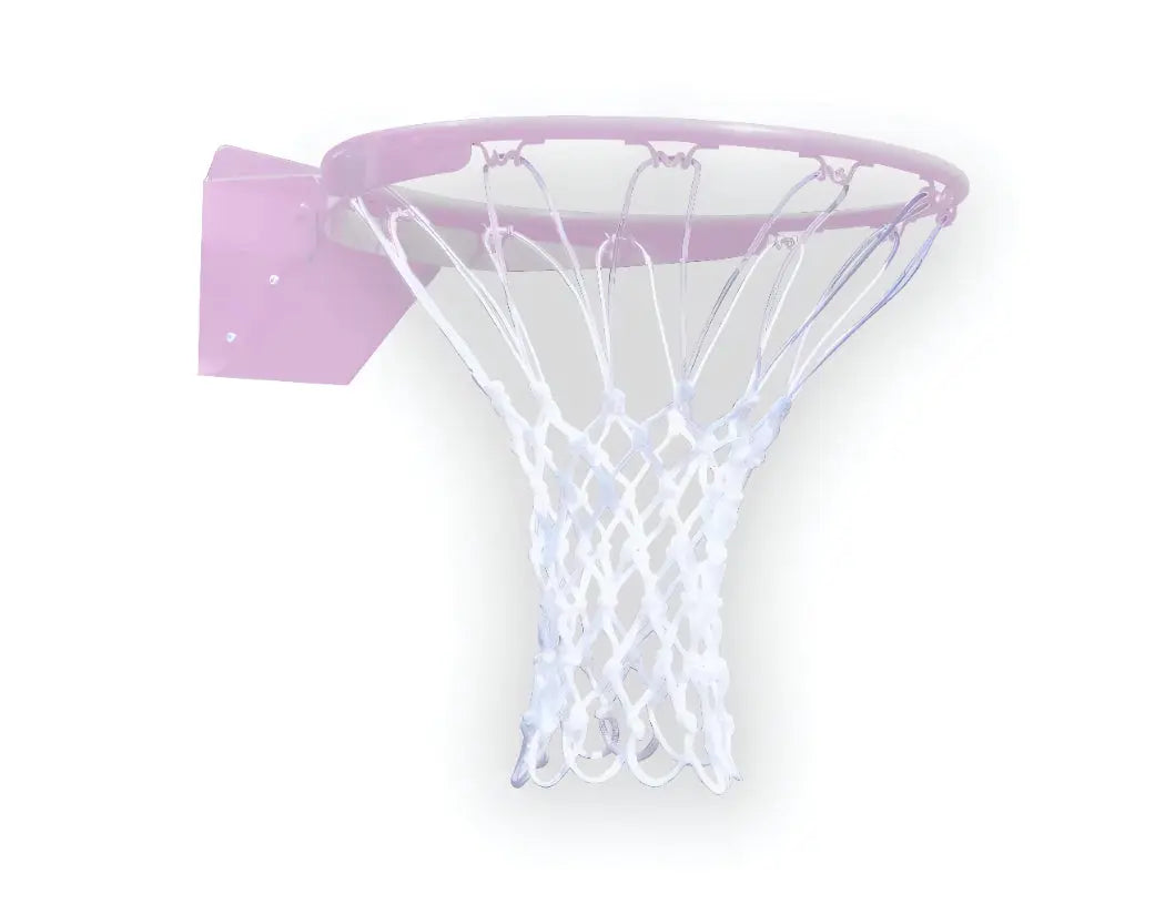 First Team FT10AW Nylon basketball hoop with white nylon net and sturdy purple metal rim