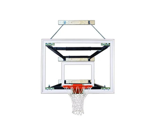 FIRST TEAM Wall Mount Basketball Hoop with clear backboard and white net for indoor or outdoor use