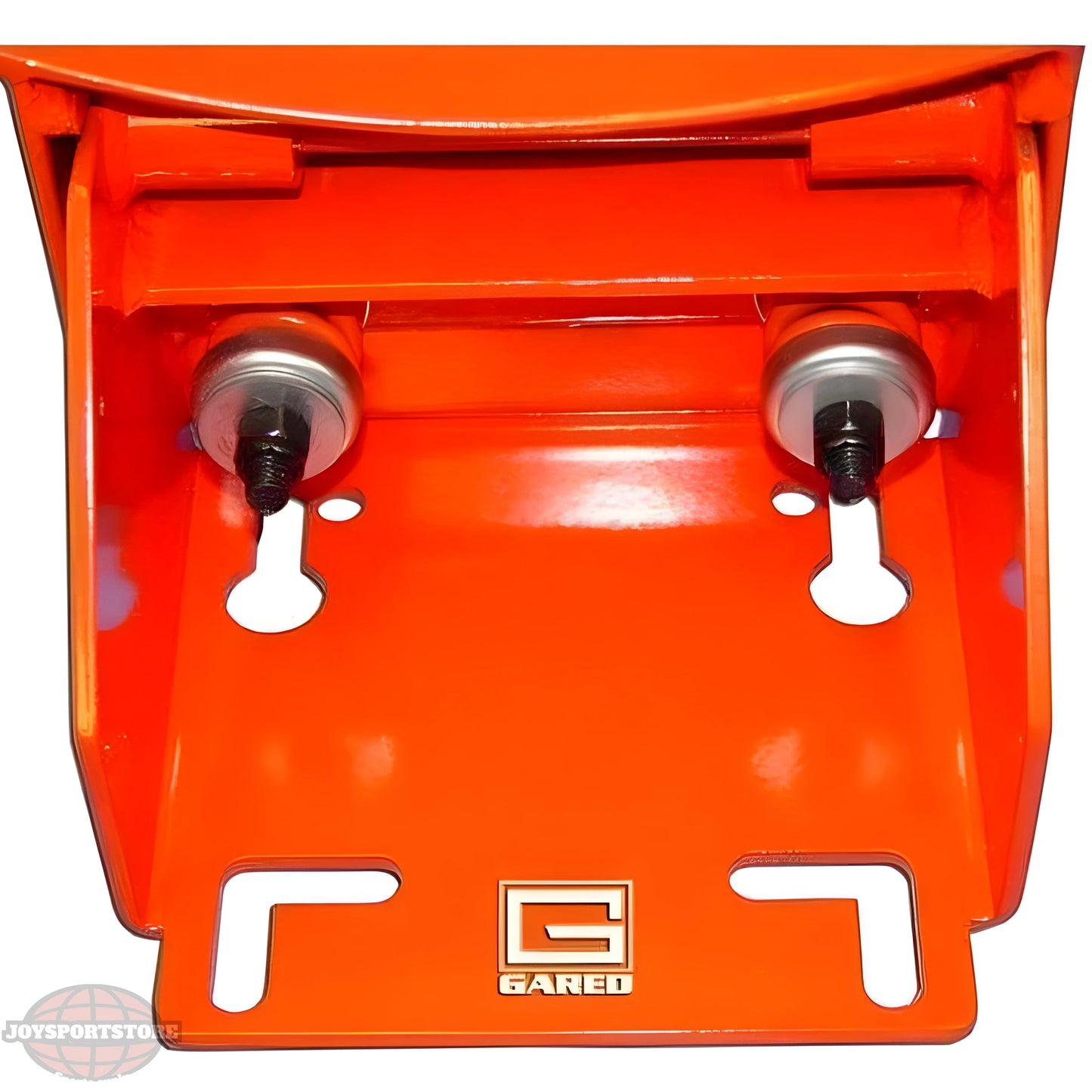 Gared orange basketball rim mounting bracket with hardware for secure installation