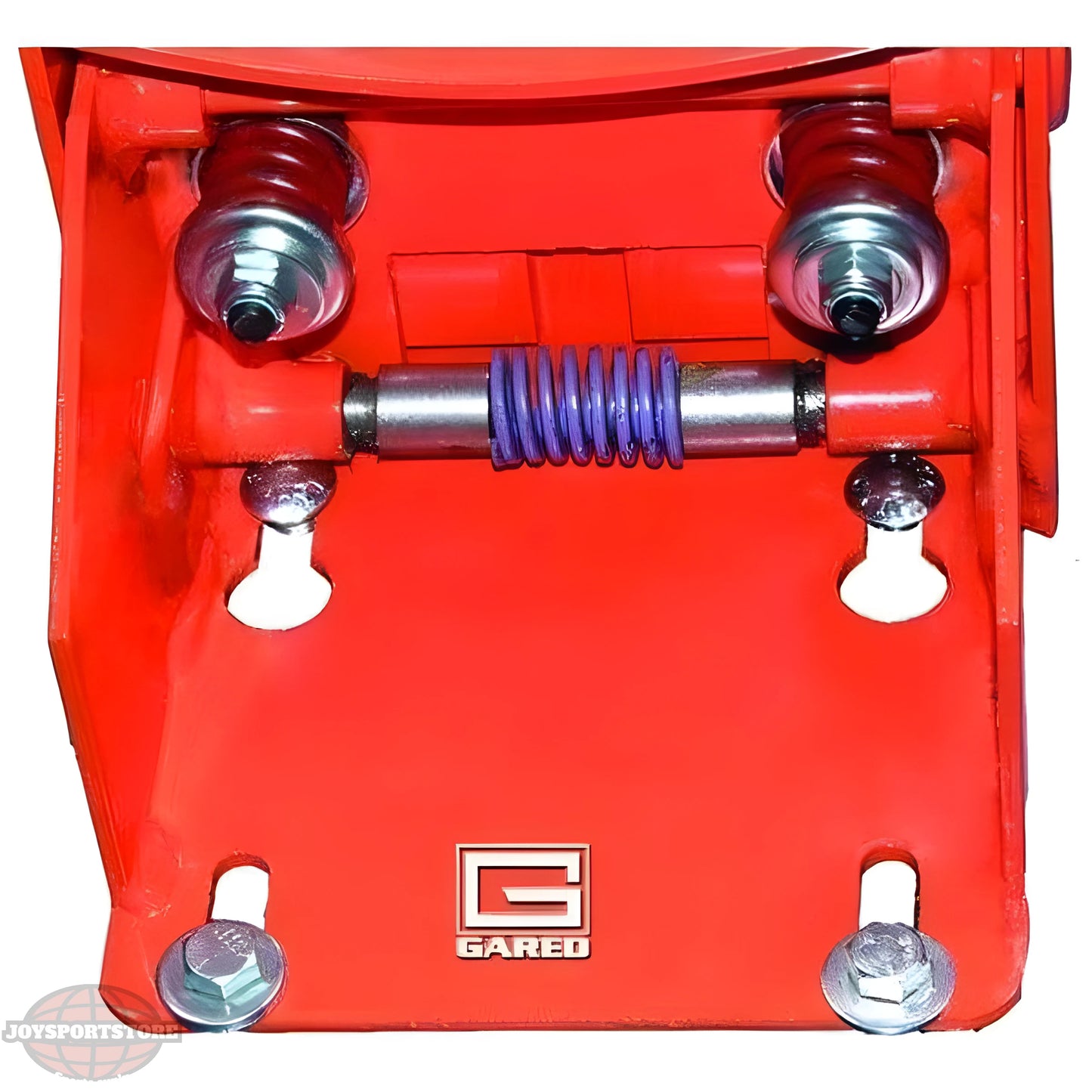 Gared basketball rim component in bright red with heavy-duty spring mechanism and bolts