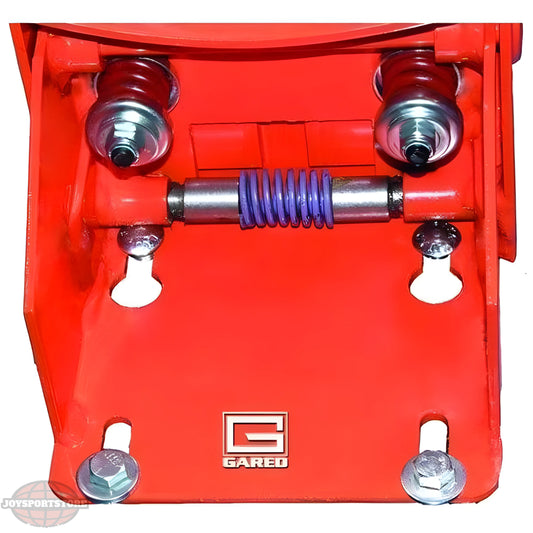 Gared basketball rim component in bright red with heavy-duty spring mechanism and bolts