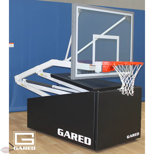 Gared portable basketball hoop with clear backboard and sturdy base for indoor use