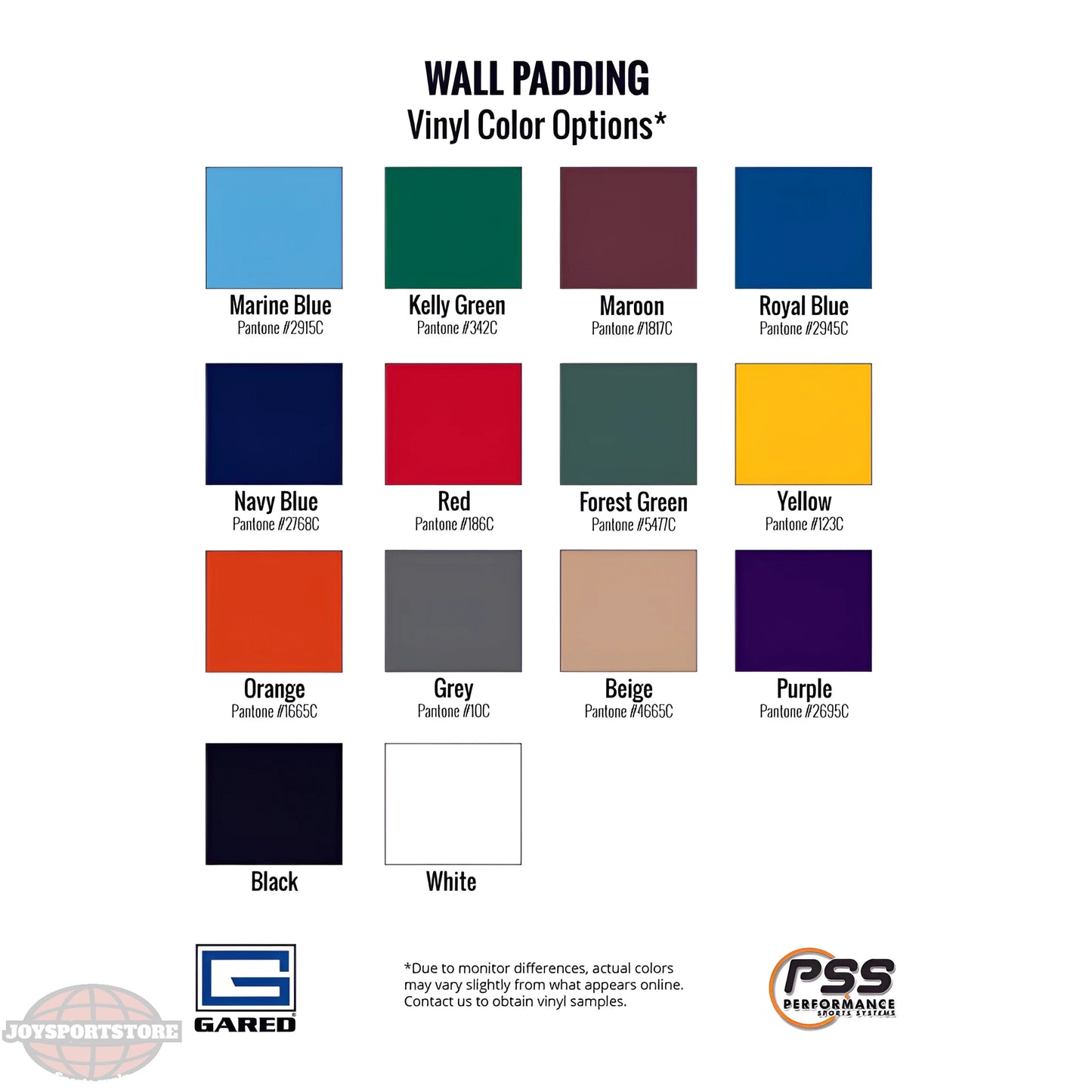 Gared Standard Neoprene Class A Foam Wall Pad 2’ x 6’ x 2” 4130 - JoySportStore