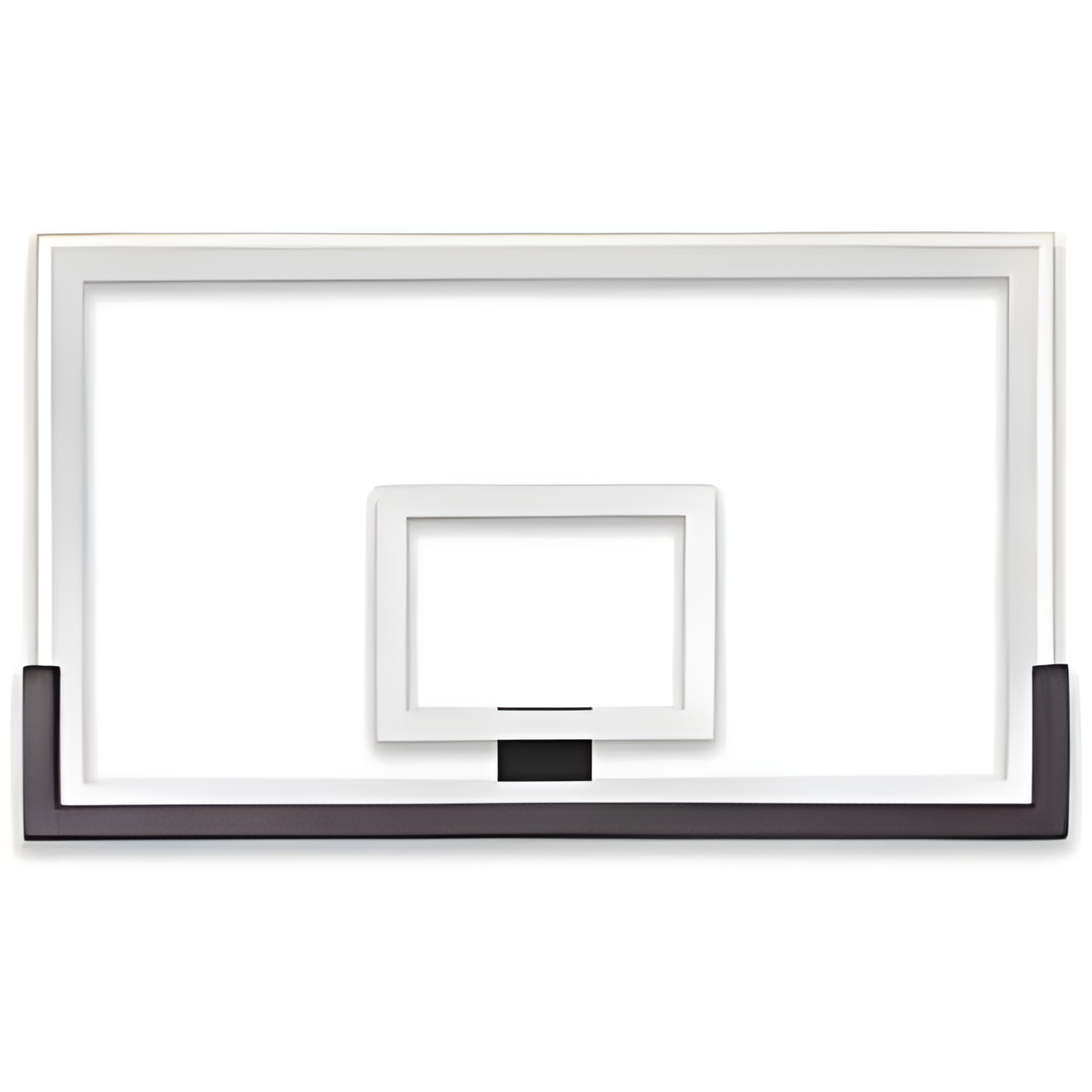 Ironclad basketball backboard with clear acrylic surface and black support frame