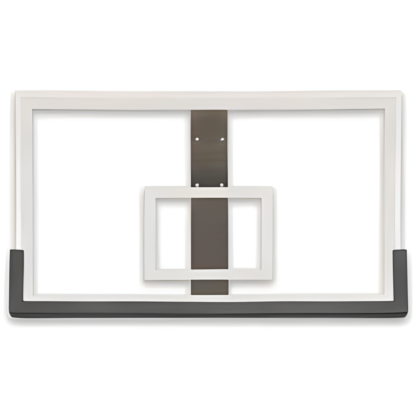 Ironclad white and black metal basketball backboard with rectangular frame and mounting bracket