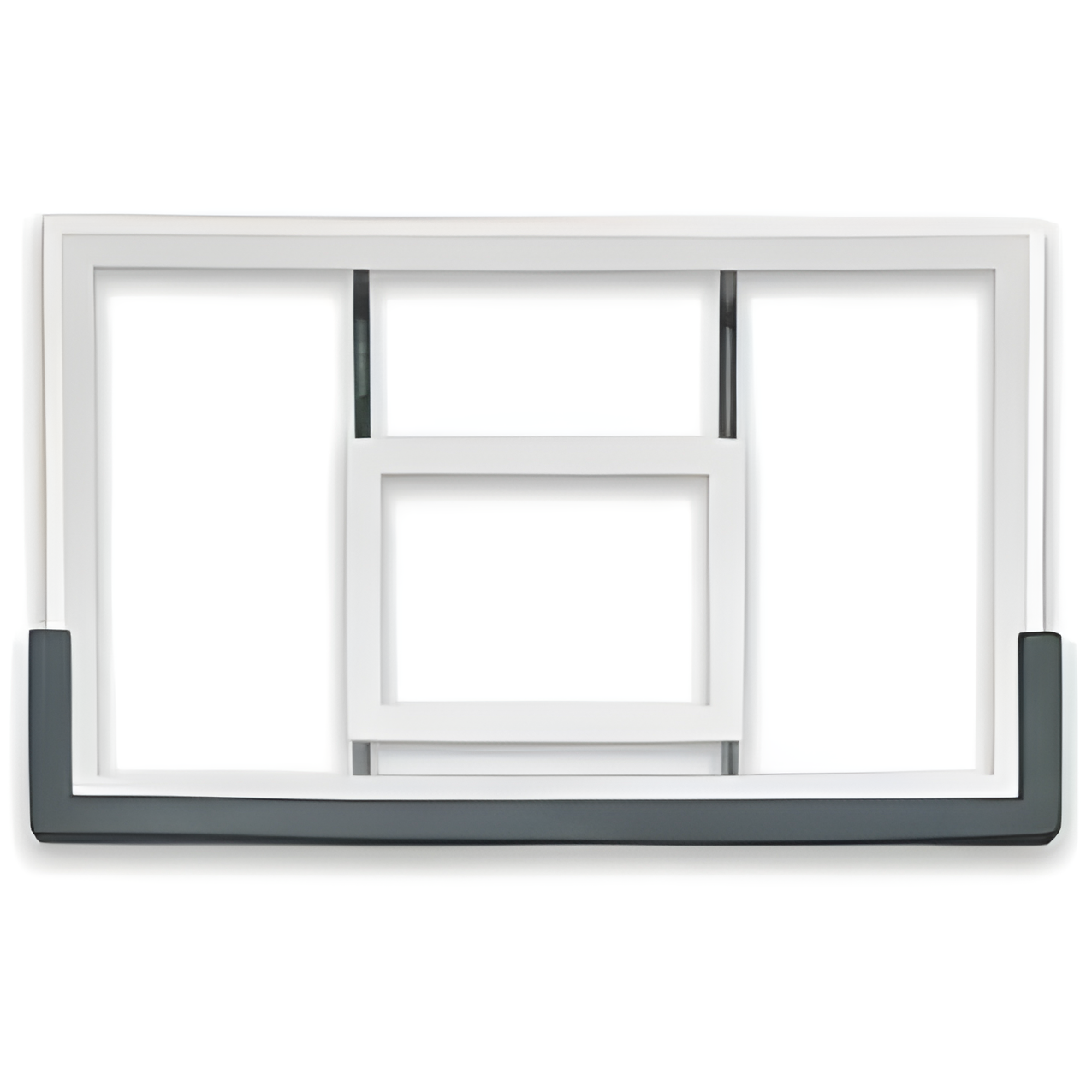 Ironclad white and black basketball backboard with reinforced frame for durability