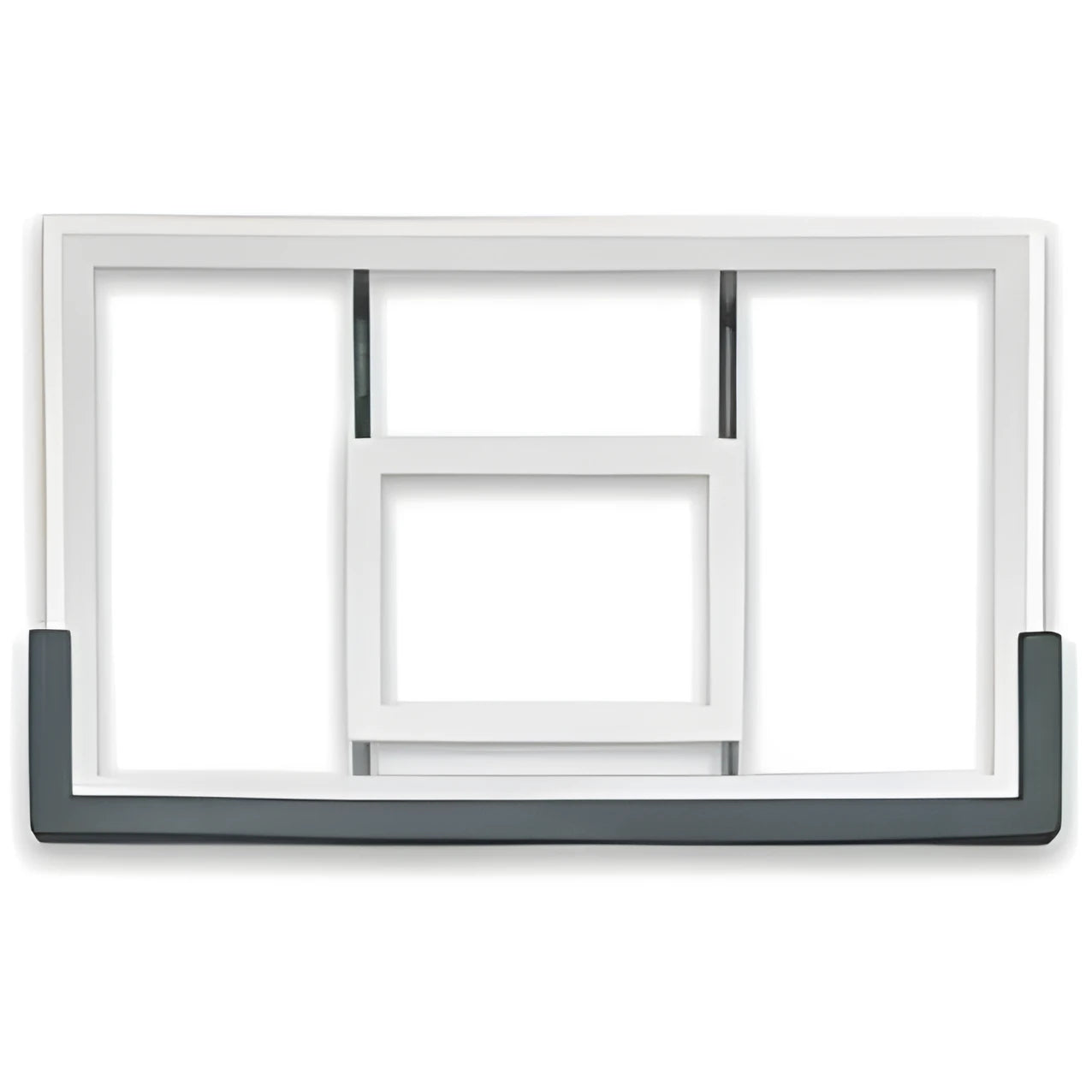 Ironclad white and black basketball backboard with reinforced frame for durability