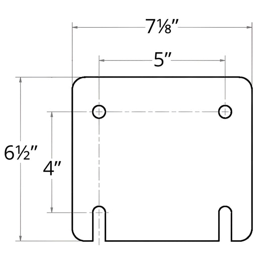 Technical drawing showing dimensions for Jaypro basketball rim mounting bracket
