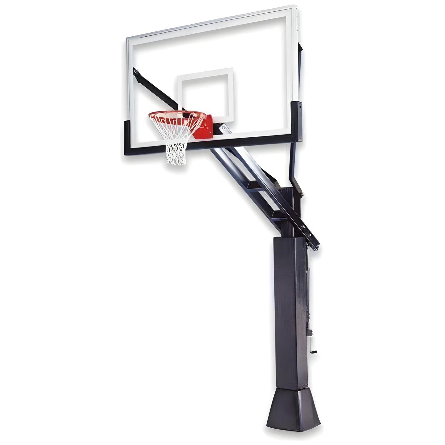 Ironclad adjustable In Ground Basketball Hoop with clear backboard and red rim