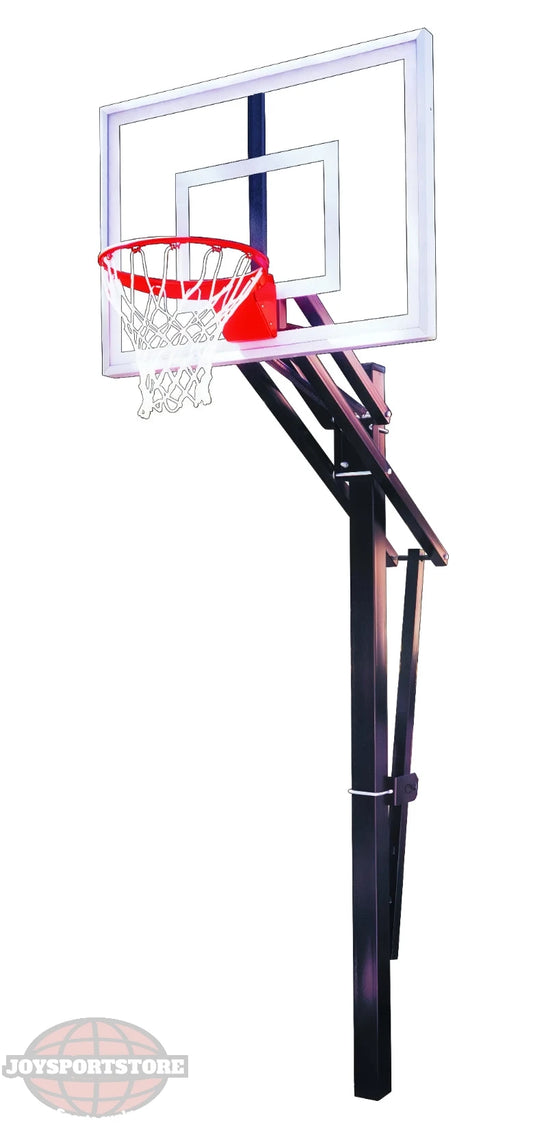 FIRST TEAM In Ground Basketball Hoop with clear backboard and red rim for outdoor play
