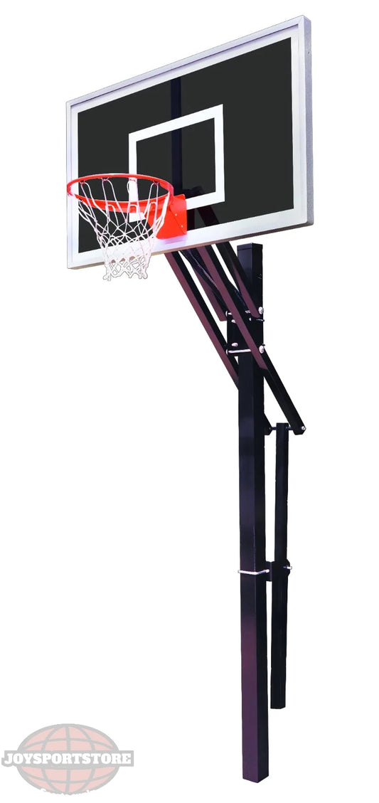FIRST TEAM In Ground Basketball Hoop with clear backboard and red rim support pole