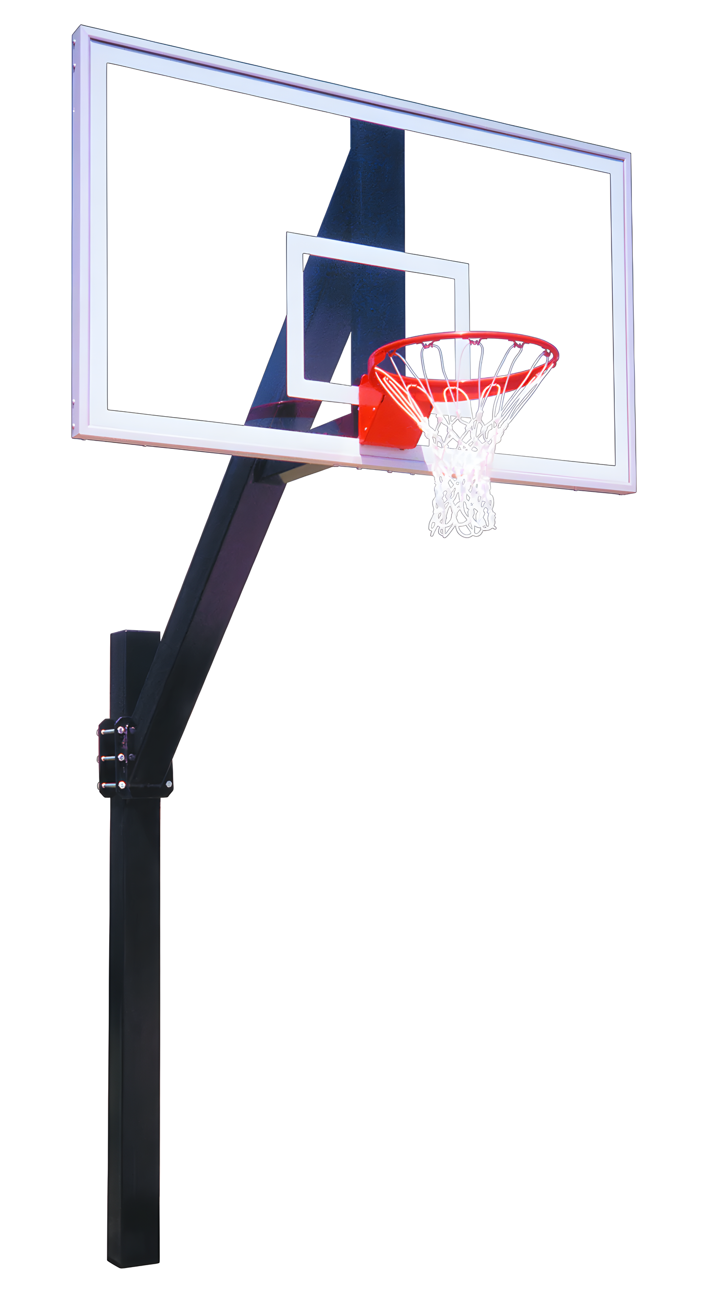 FIRST TEAM In Ground Basketball Hoop with clear backboard and red rim for outdoor play