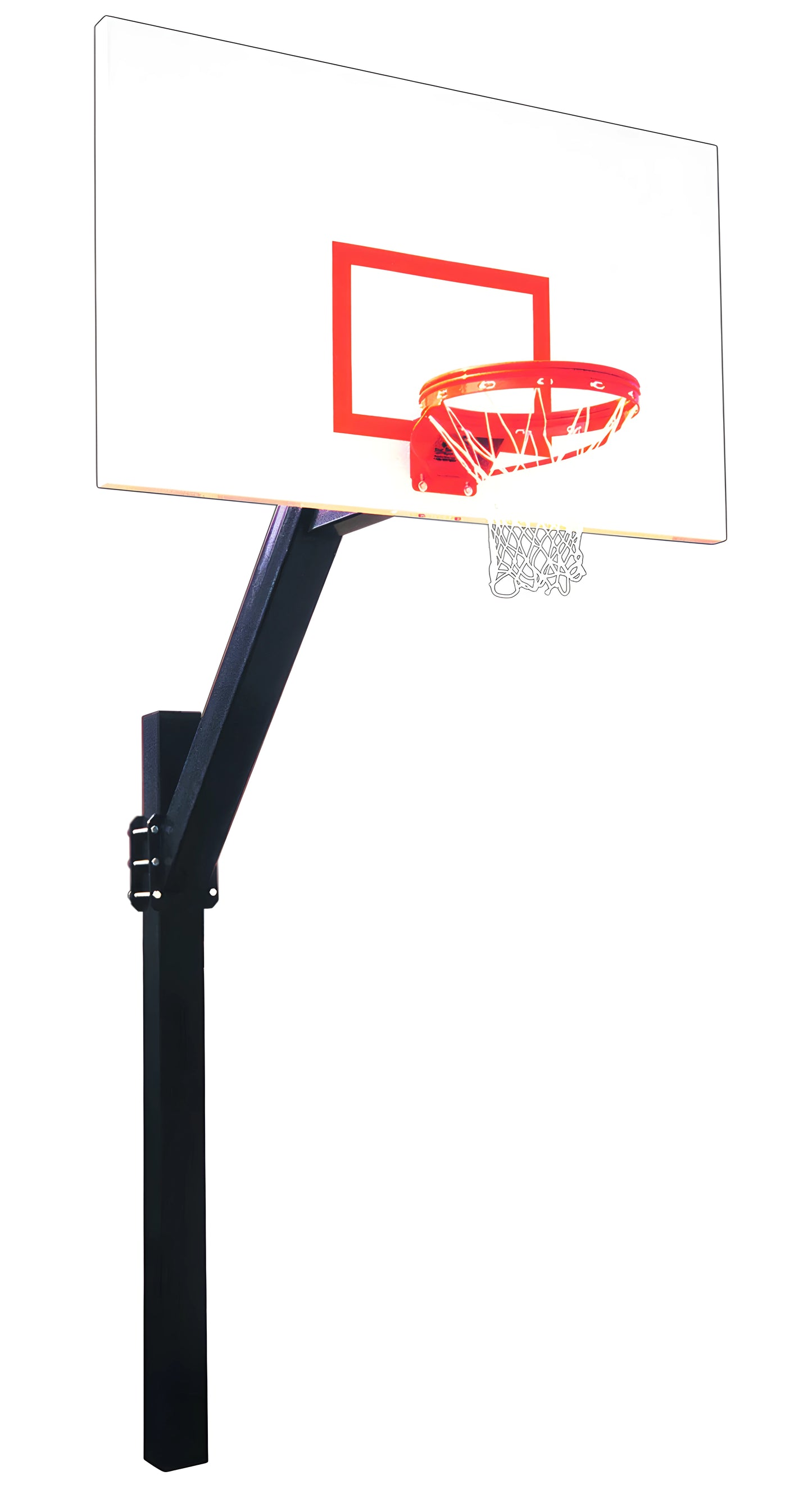 FIRST TEAM In Ground Basketball Hoop with white backboard and orange rim for outdoor play