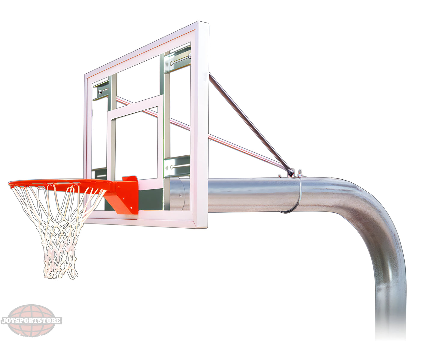 FIRST TEAM In Ground Basketball Hoop with clear backboard and red rim on metal pole