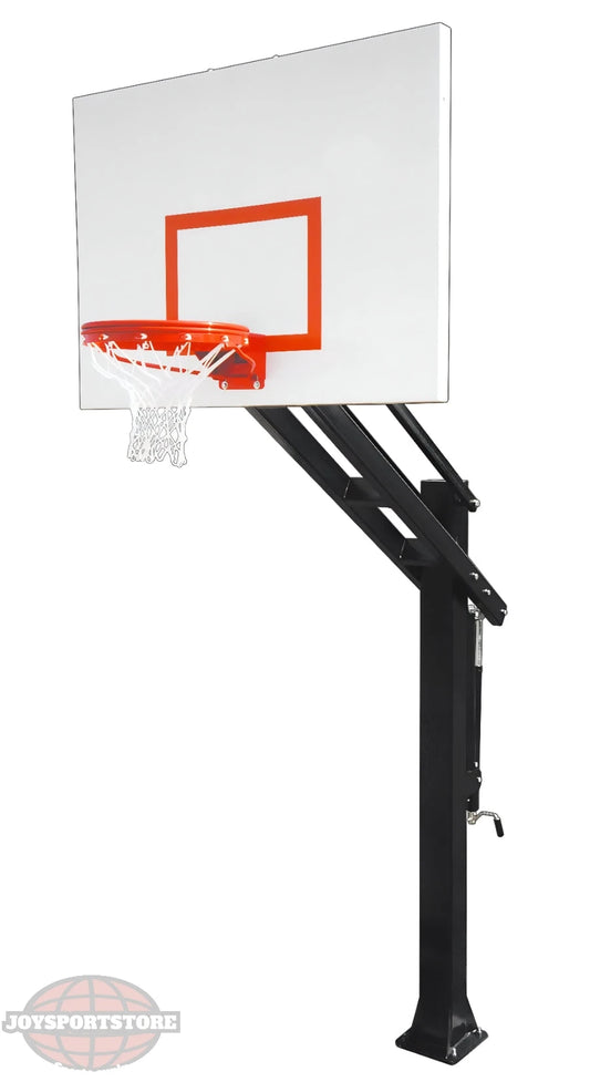 FIRST TEAM In Ground Basketball Hoop with clear backboard and orange rim for outdoor play