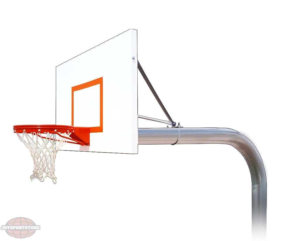 FIRST TEAM In Ground Basketball Hoop with white backboard and orange rim on metal pole