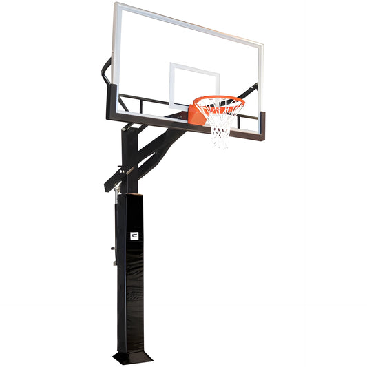 Gared In Ground Basketball Hoop with clear backboard and orange rim for outdoor play